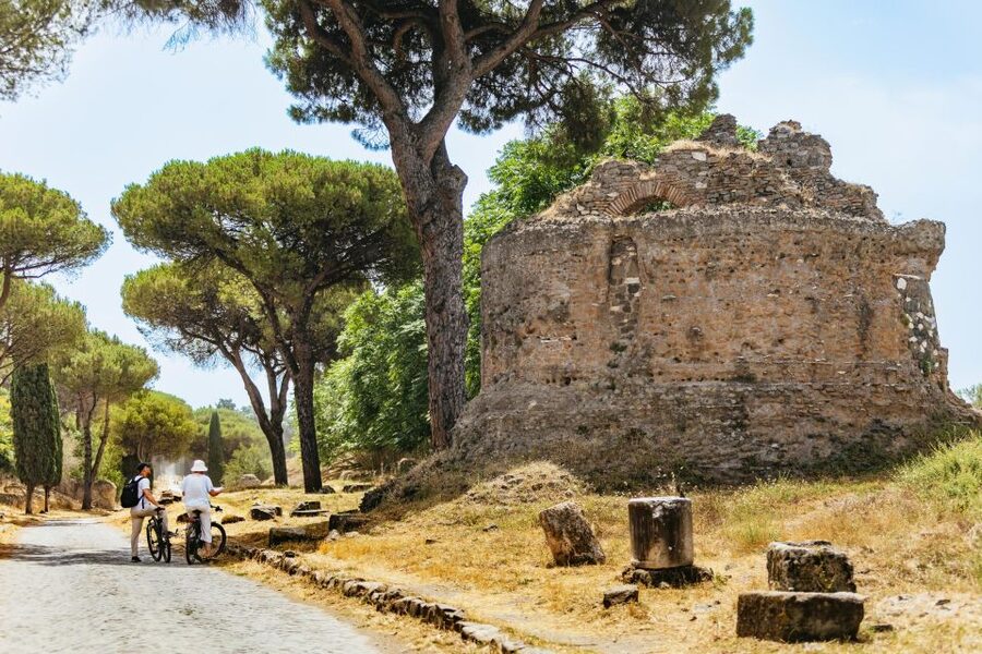 Appia Antica & Aqueducts e-Bike Tour - Official Provider - Cecilia Metella’s Tomb, the Lava Plateau, and the Caetani Control Point