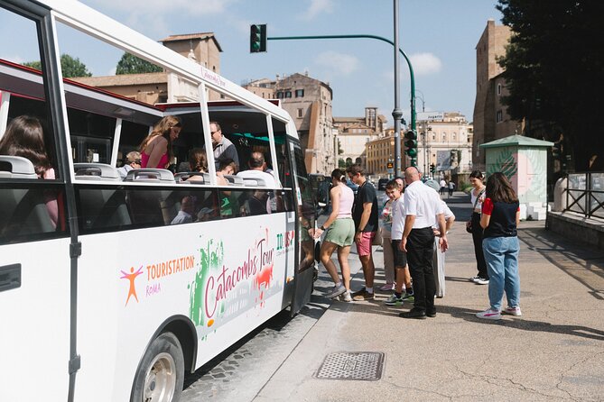 Catacombs Tour with Transfer – Optional Capuchin Crypt or Trevi - Touristation briefing and the bus ride to the Catacombs