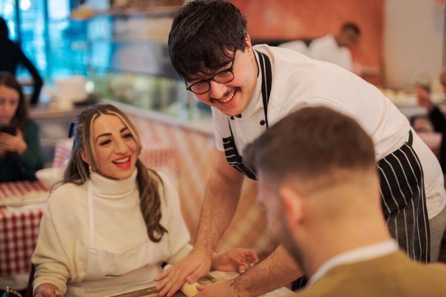 Gelato and Pasta Cooking Class in Rome - Piazza Navona - Making fettuccine from scratch, then letting the chef do the final cooking
