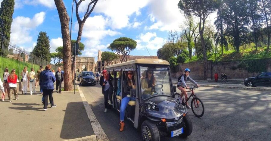Rome: 3-Hour Panoramic Luxury Golf Cart Tour - Romulus stories and Colosseum photos without the scramble