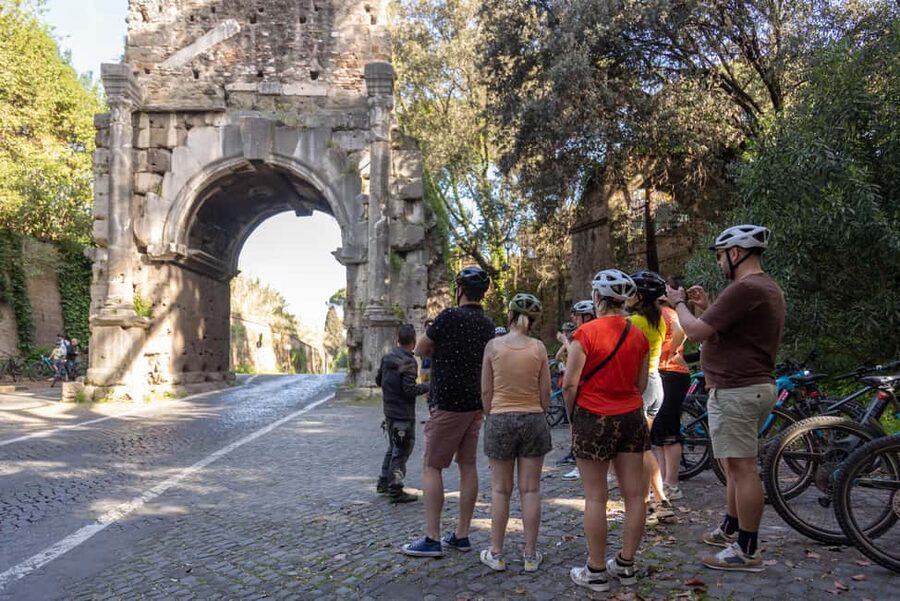 Rome:Appian Way E-bike Tour with Catacombs, Aqueducts & Food - Pedaling the Appian Way past Maxentius and Cecilia Metella