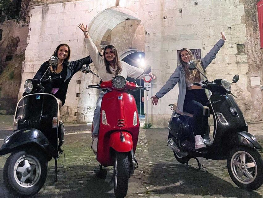 Rome by Night Vespa Tour With Driver/Private Guide - Testaccio break, aperitif, and local snacks