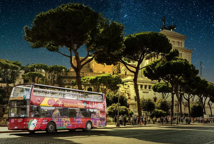 Rome: City Highlights Open-Top Bus Night Tour - The Route, From Santa Maria Maggiore Toward the Colosseum