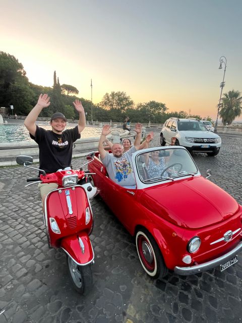 Rome: Evening Fiat 500 and Vespa Prosecco Tour - Pyramid of Cestius: quick photo stop, strong nighttime geometry