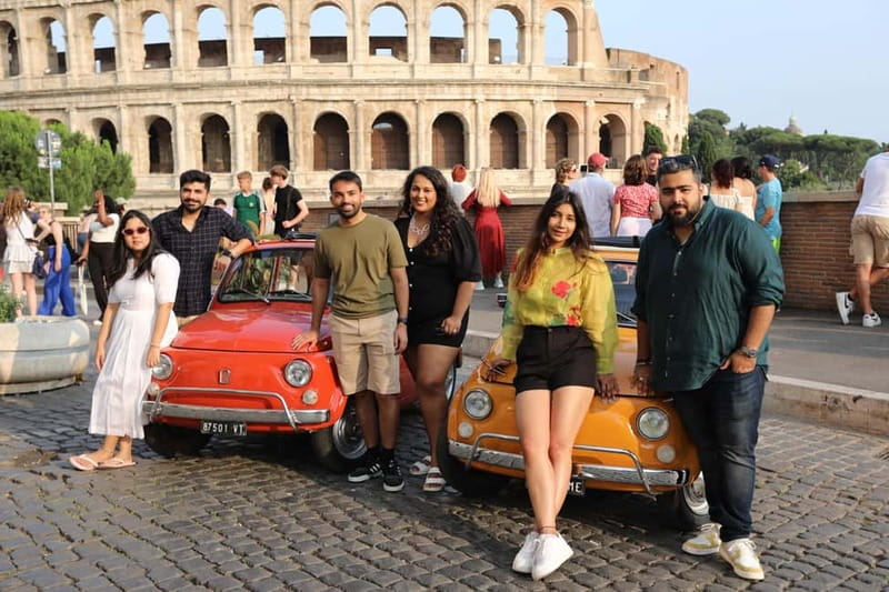 Rome: Fiat 500 Vintage City and Photo Tour - Meeting at Caffe Oppio, Getting Ready for Colosseo Shots