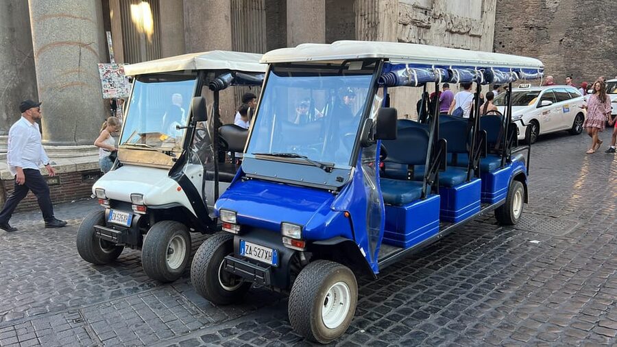 Rome: Golf Cart Big group Tour - Giardino degli aranci and Basilica di Santa Sabina: Rome slows down