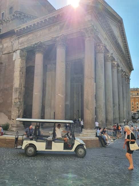 Rome: Highlights Golf Cart Tour with Pizza Snack & Gelato - The Colosseum Area: Drive-By Views With a Real Photo Moment