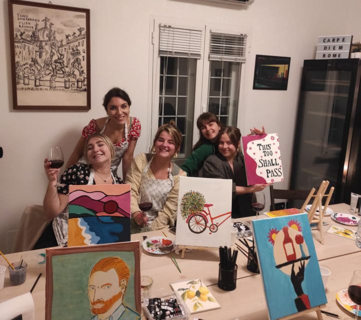 Rome: Small-Group Art Class with Wine - Unlimited Italian wine and Roman pizza, plus how to keep control of your canvas