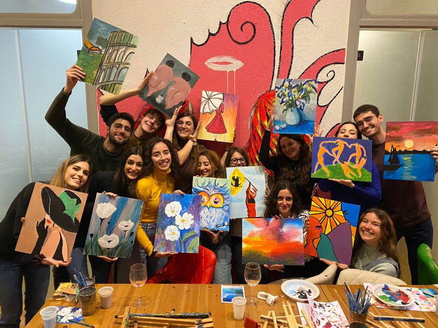 Rome: Wine and Paint Experience in Piazza Navona - What happens once you’re led into the studio