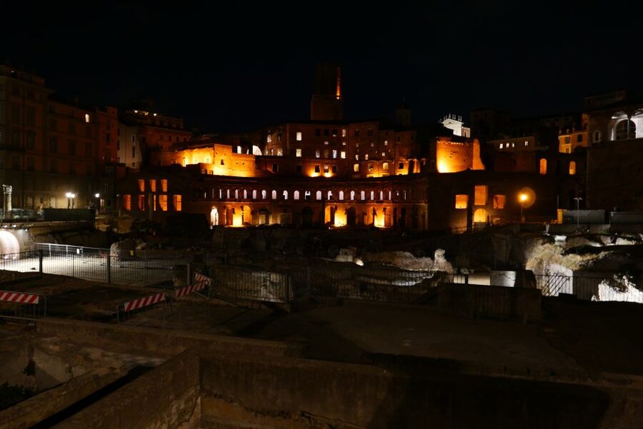 Rome: Wonders of Ancient Rome at Dusk - Roman Forum at night: Temple of Castor and Pollux to the Senate House